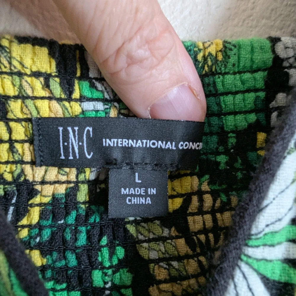 NWOT International Concepts Floral Green and Yellow Wide Leg Jumpsuit Si… - Picture 7 of 7